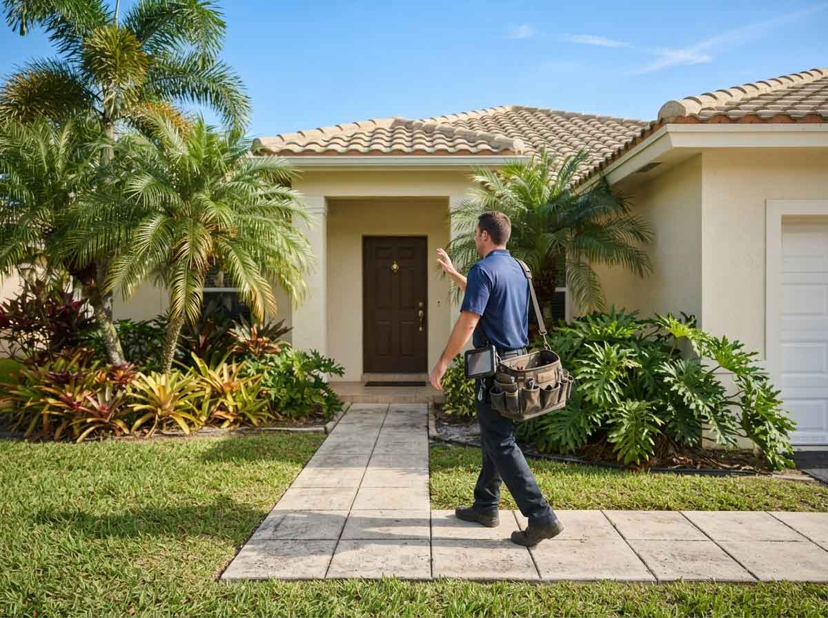 AIR SYSTEMS A/C service van arriving at a South Florida home